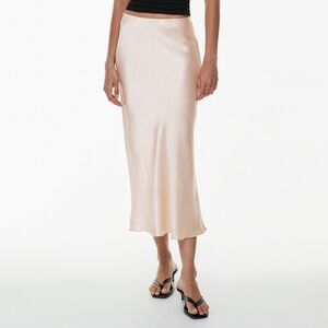 Aritzia Cream Satin Midi Skirt